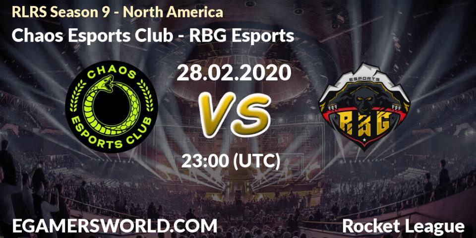 Chaos Esports Club - RBG Esports: прогноз. 28.02.20, Rocket League, RLRS Season 9 - North America