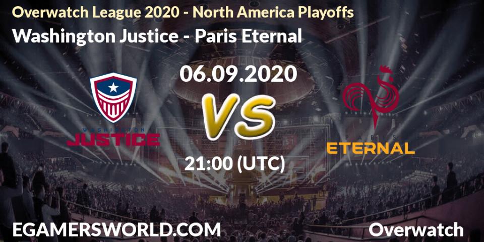Washington Justice - Paris Eternal: прогноз. 06.09.2020 at 21:00, Overwatch, Overwatch League 2020 - North America Playoffs