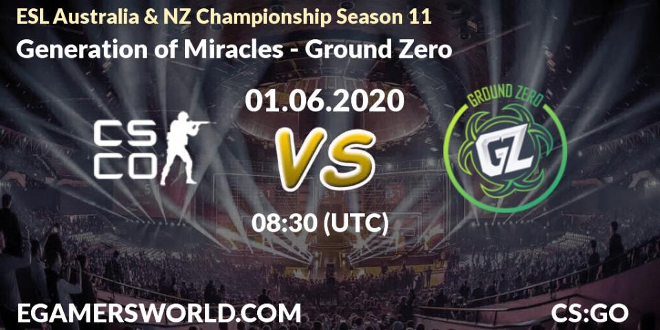 Generation of Miracles - Ground Zero: прогноз. 01.06.2020 at 08:30, Counter-Strike (CS2), ESL Australia & NZ Championship Season 11