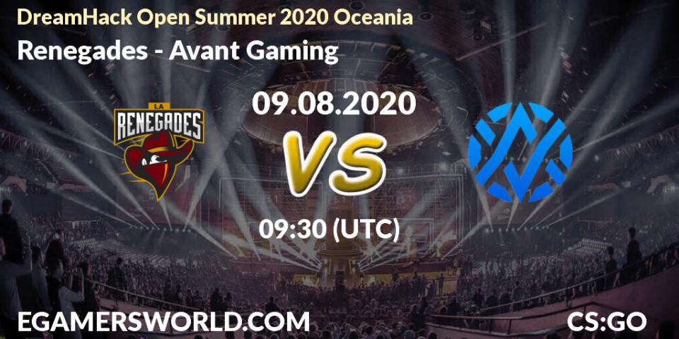Renegades - Avant Gaming: прогноз. 09.08.2020 at 09:30, Counter-Strike (CS2), DreamHack Open Summer 2020 Oceania