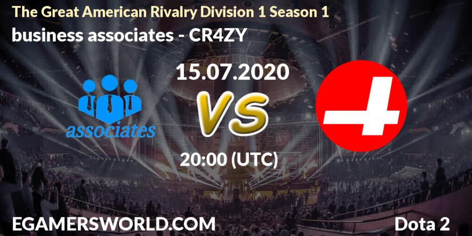 business associates - CR4ZY: прогноз. 15.07.2020 at 20:09, Dota 2, The Great American Rivalry Division 1 Season 1