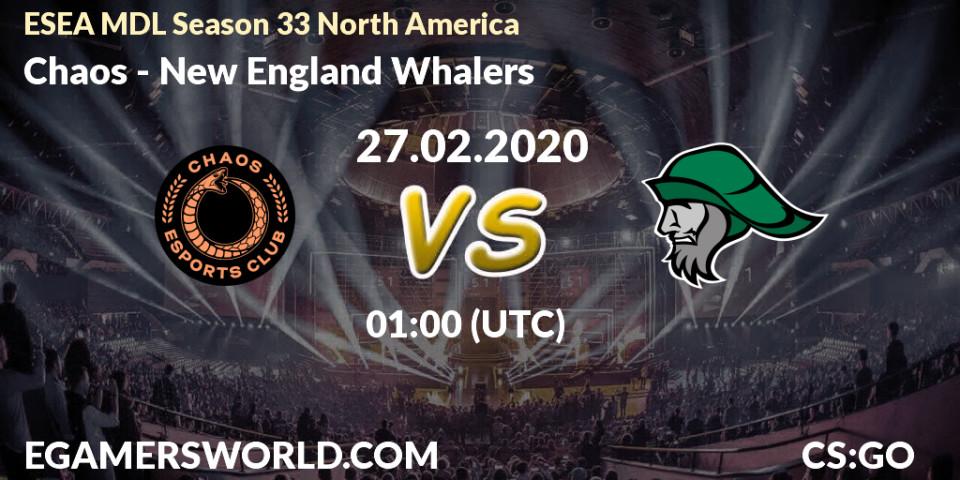 Chaos - New England Whalers: прогноз. 13.03.2020 at 00:10, Counter-Strike (CS2), ESEA MDL Season 33 North America