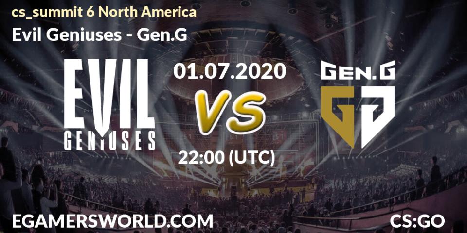 Evil Geniuses - Gen.G: прогноз. 01.07.2020 at 22:00, Counter-Strike (CS2), cs_summit 6 North America