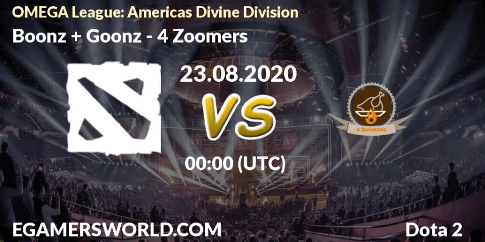 Boonz + Goonz - 4 Zoomers: прогноз. 23.08.2020 at 00:51, Dota 2, OMEGA League: Americas Divine Division