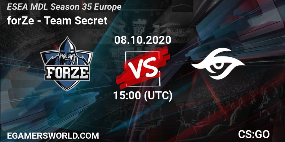 forZe - Team Secret: прогноз. 08.10.2020 at 15:00, Counter-Strike (CS2), ESEA MDL Season 35 Europe