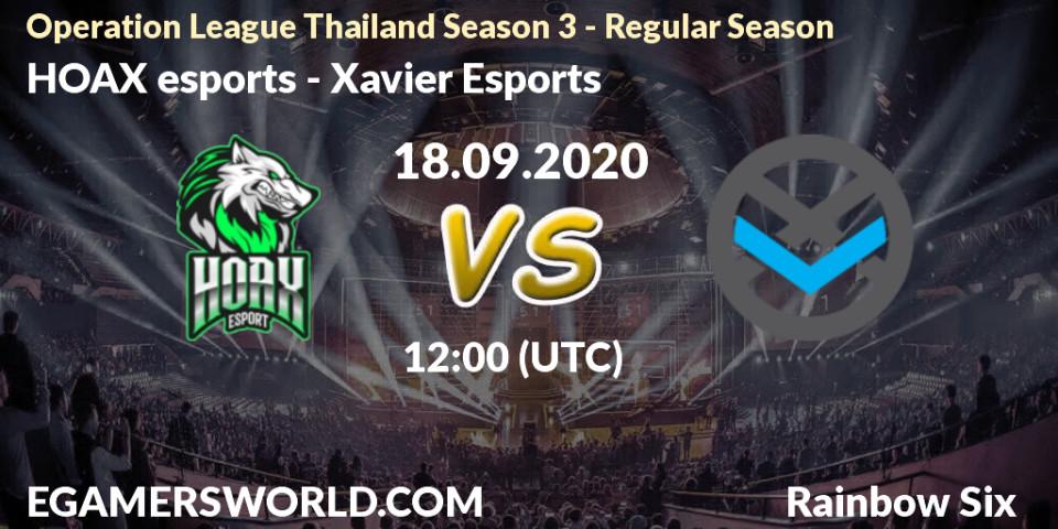 HOAX esports - Xavier Esports: прогноз. 18.09.2020 at 12:00, Rainbow Six, Operation League Thailand Season 3 - Regular Season