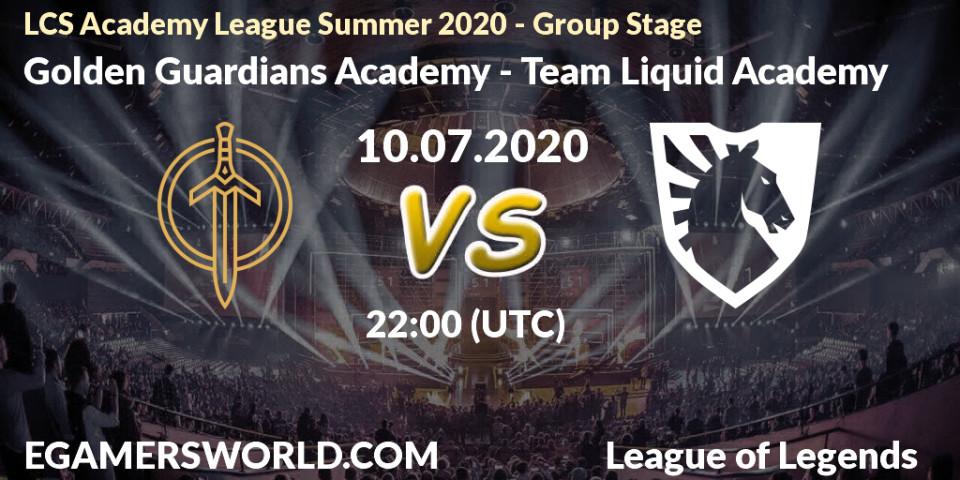Golden Guardians Academy - Team Liquid Academy: прогноз. 10.07.2020 at 22:00, LoL, LCS Academy League Summer 2020 - Group Stage