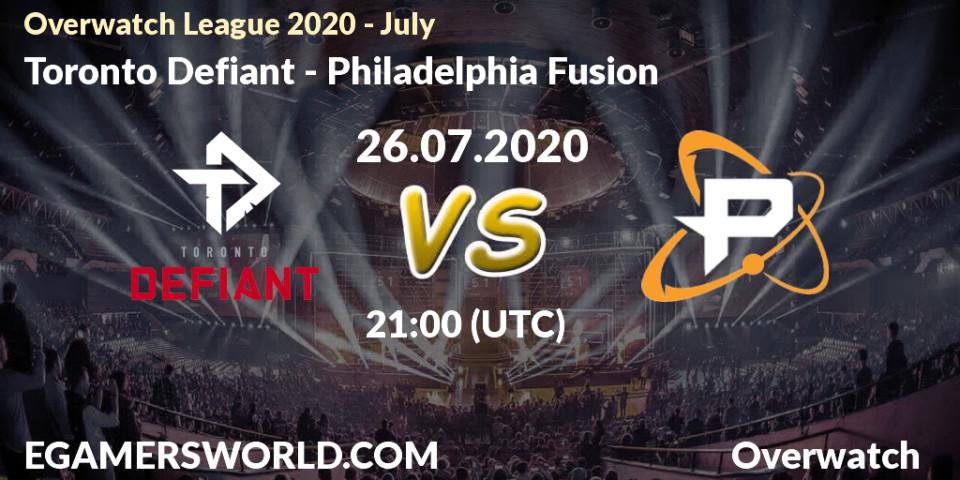 Toronto Defiant - Philadelphia Fusion: прогноз. 26.07.20, Overwatch, Overwatch League 2020 - July