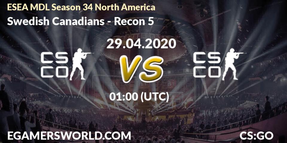 Swedish Canadians - Recon 5: прогноз. 13.05.2020 at 02:10, Counter-Strike (CS2), ESEA MDL Season 34 North America
