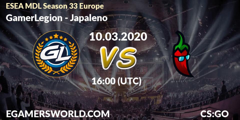 GamerLegion - Japaleno: прогноз. 10.03.2020 at 16:05, Counter-Strike (CS2), ESEA MDL Season 33 Europe