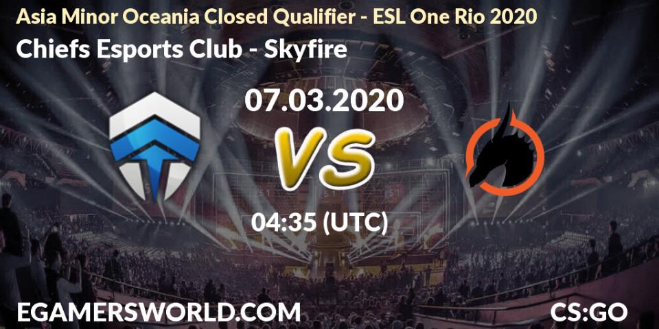 Chiefs Esports Club - Skyfire: прогноз. 07.03.2020 at 04:35, Counter-Strike (CS2), Asia Minor Oceania Closed Qualifier - ESL One Rio 2020