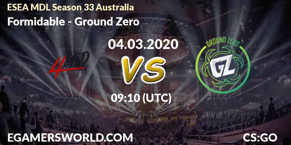 Formidable - Ground Zero: прогноз. 04.03.2020 at 09:10, Counter-Strike (CS2), ESEA MDL Season 33 Australia