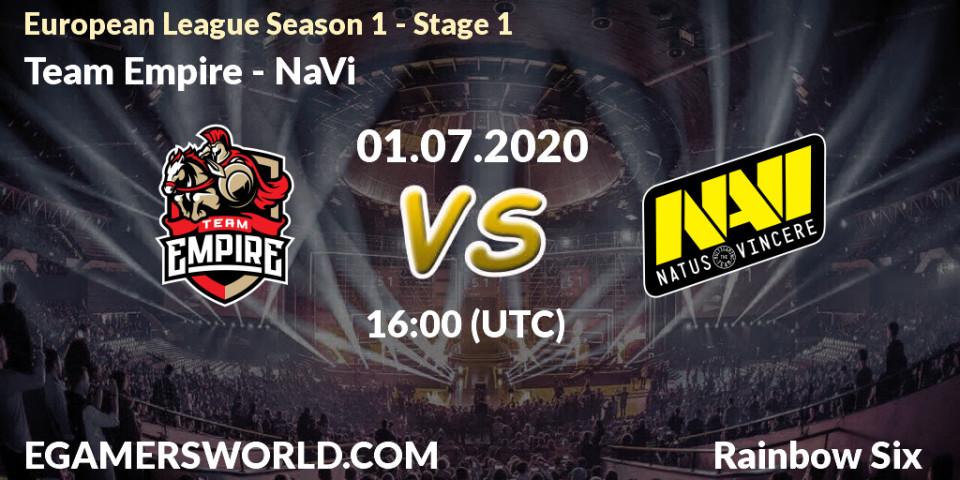 Team Empire - NaVi: прогноз. 01.07.2020 at 16:00, Rainbow Six, European League Season 1 - Stage 1