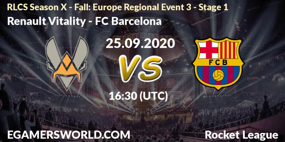 Renault Vitality - FC Barcelona: прогноз. 25.09.20, Rocket League, RLCS Season X - Fall: Europe Regional Event 3 - Stage 1