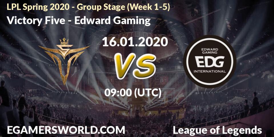 Victory Five - Edward Gaming: прогноз. 16.01.20, LoL, LPL Spring 2020 - Group Stage (Week 1-4)