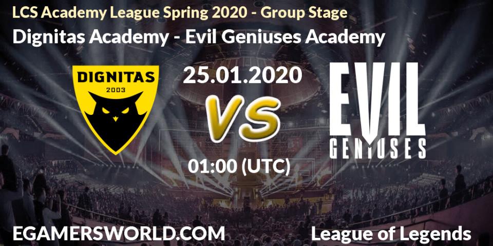 Dignitas Academy - Evil Geniuses Academy: прогноз. 25.01.20, LoL, LCS Academy League Spring 2020 - Group Stage