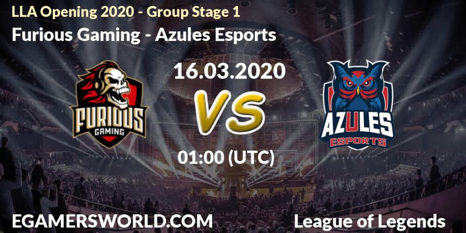 Furious Gaming - Azules Esports: прогноз. 29.03.2020 at 23:00, LoL, LLA Opening 2020 - Group Stage 1