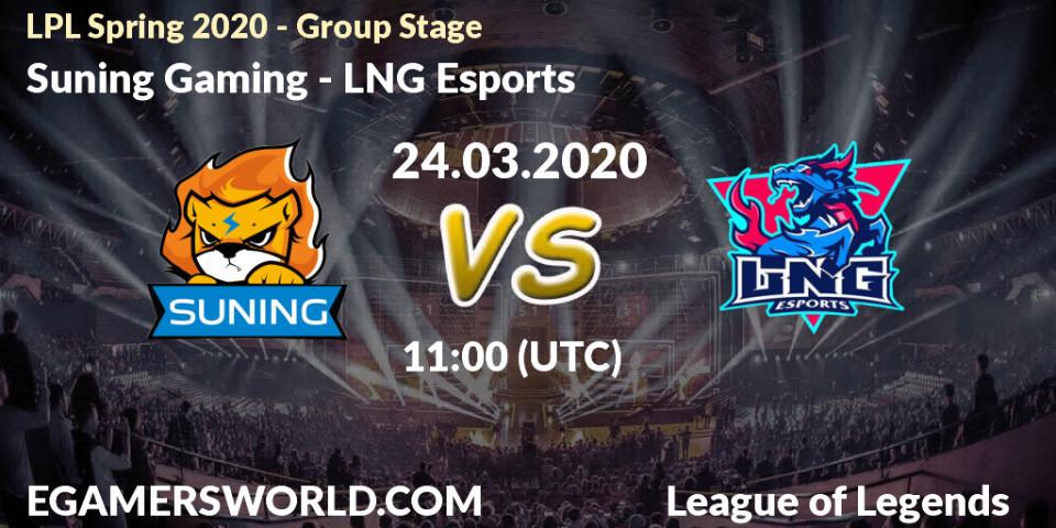 Suning Gaming - LNG Esports: прогноз. 24.03.2020 at 11:00, LoL, LPL Spring 2020 - Group Stage (Week 1-4)