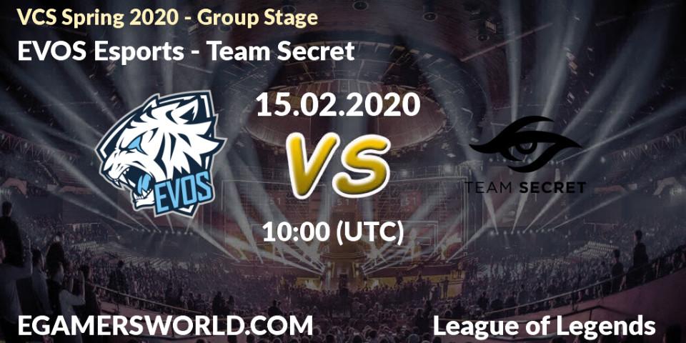 EVOS Esports - Team Secret: прогноз. 15.02.2020 at 10:00, LoL, VCS Spring 2020 - Group Stage