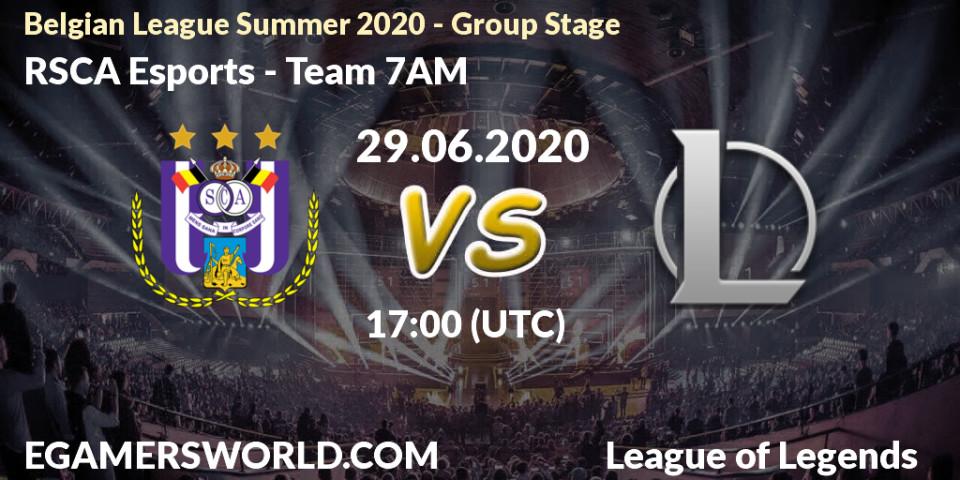 RSCA Esports - Team 7AM: прогноз. 29.06.2020 at 17:00, LoL, Belgian League Summer 2020 - Group Stage