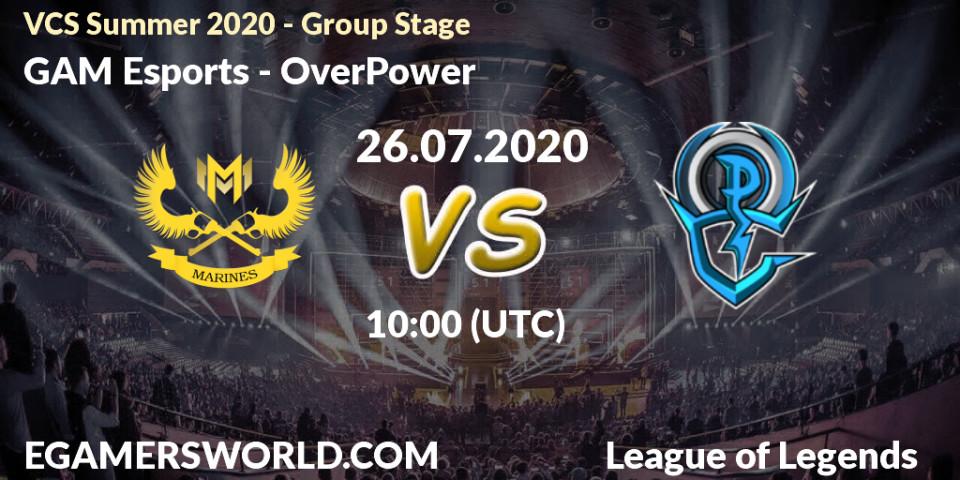 GAM Esports - OverPower: прогноз. 26.07.2020 at 09:43, LoL, VCS Summer 2020 - Group Stage