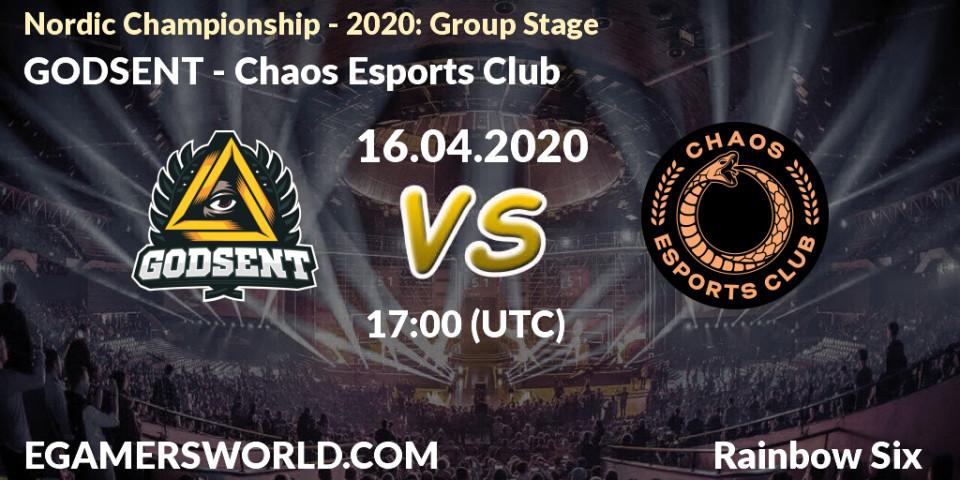 GODSENT - Chaos Esports Club: прогноз. 16.04.2020 at 17:00, Rainbow Six, Nordic Championship - 2020: Group Stage