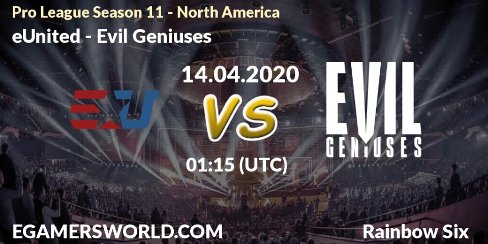 eUnited - Evil Geniuses: прогноз. 14.04.20, Rainbow Six, Pro League Season 11 - North America
