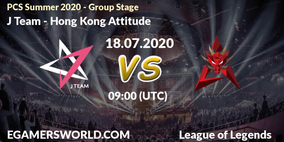 J Team - Hong Kong Attitude: прогноз. 18.07.2020 at 09:00, LoL, PCS Summer 2020 - Group Stage