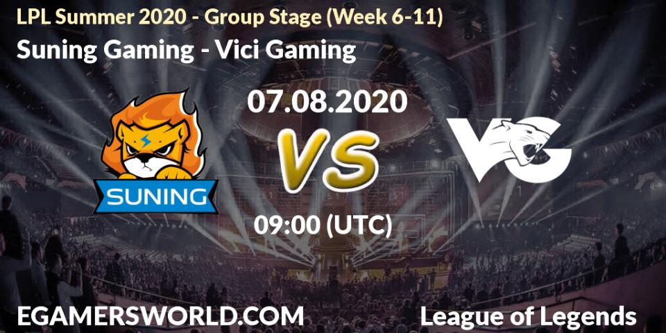 Suning Gaming - Vici Gaming: прогноз. 07.08.2020 at 09:16, LoL, LPL Summer 2020 - Group Stage (Week 6-11)