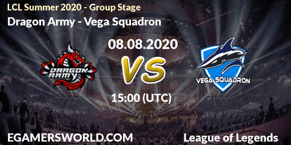 Dragon Army - Vega Squadron: прогноз. 08.08.2020 at 14:55, LoL, LCL Summer 2020 - Group Stage