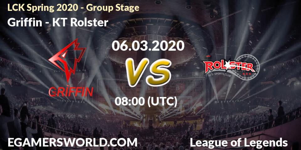 Griffin - KT Rolster: прогноз. 06.03.20, LoL, LCK Spring 2020 - Group Stage