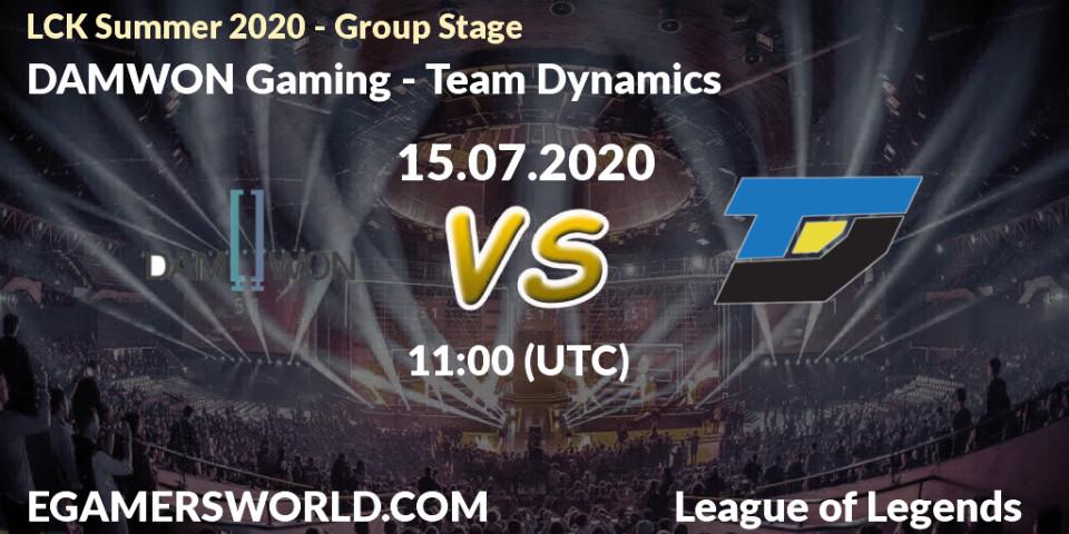 DAMWON Gaming - Team Dynamics: прогноз. 15.07.2020 at 11:00, LoL, LCK Summer 2020 - Group Stage