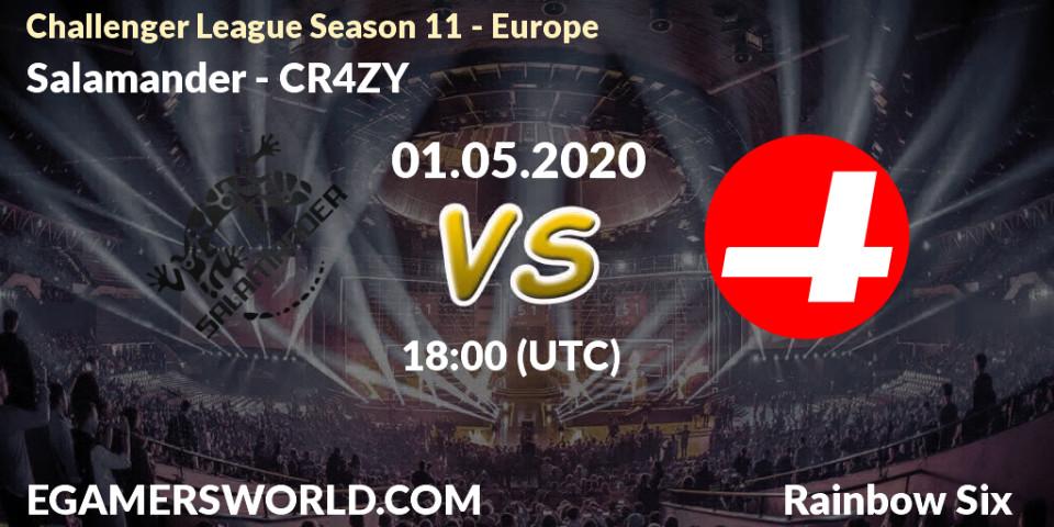 Salamander - CR4ZY: прогноз. 01.05.2020 at 18:00, Rainbow Six, Challenger League Season 11 - Europe