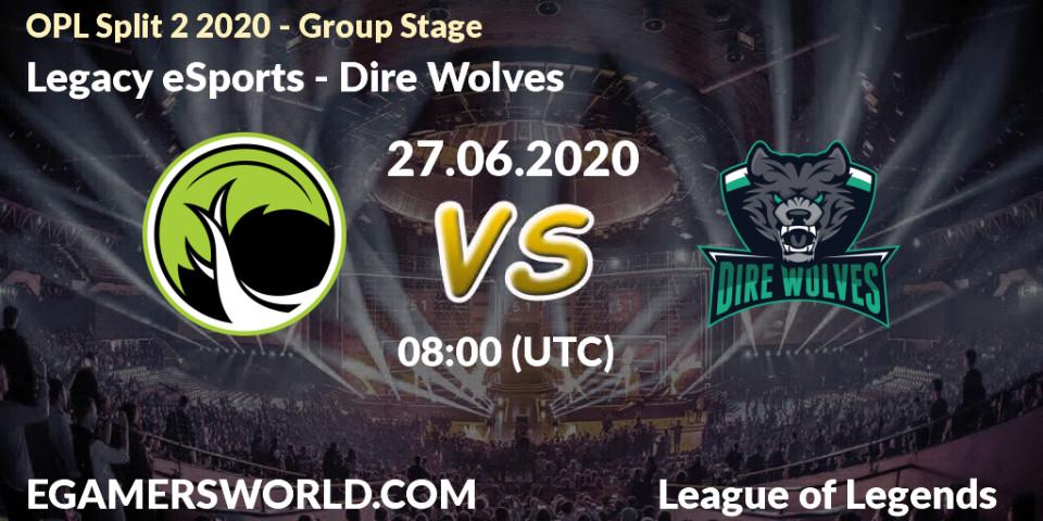 Legacy eSports - Dire Wolves: прогноз. 27.06.2020 at 08:45, LoL, OPL Split 2 2020 - Group Stage