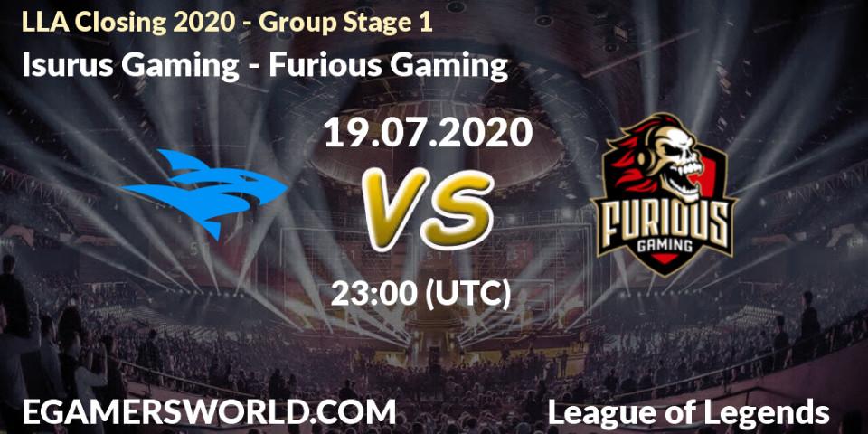 Isurus Gaming - Furious Gaming: прогноз. 19.07.2020 at 23:00, LoL, LLA Closing 2020 - Group Stage 1