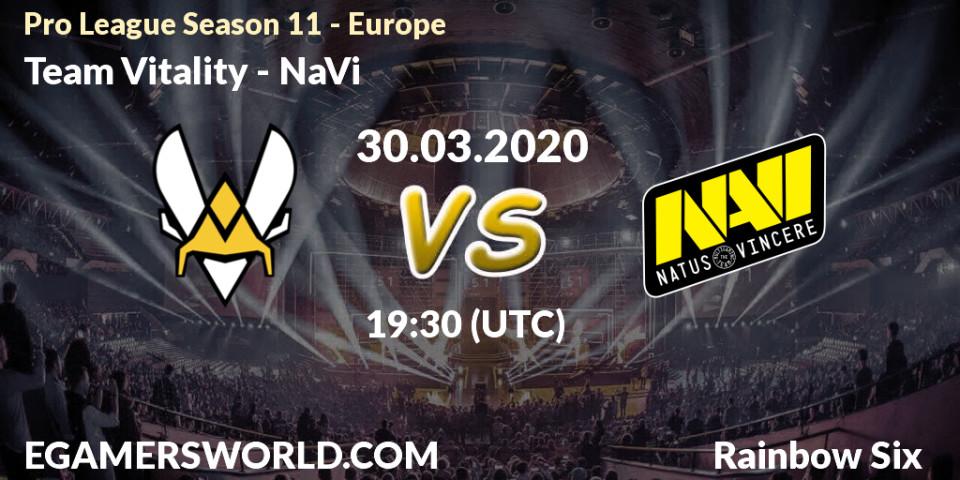 Team Vitality - NaVi: прогноз. 30.03.2020 at 19:30, Rainbow Six, Pro League Season 11 - Europe