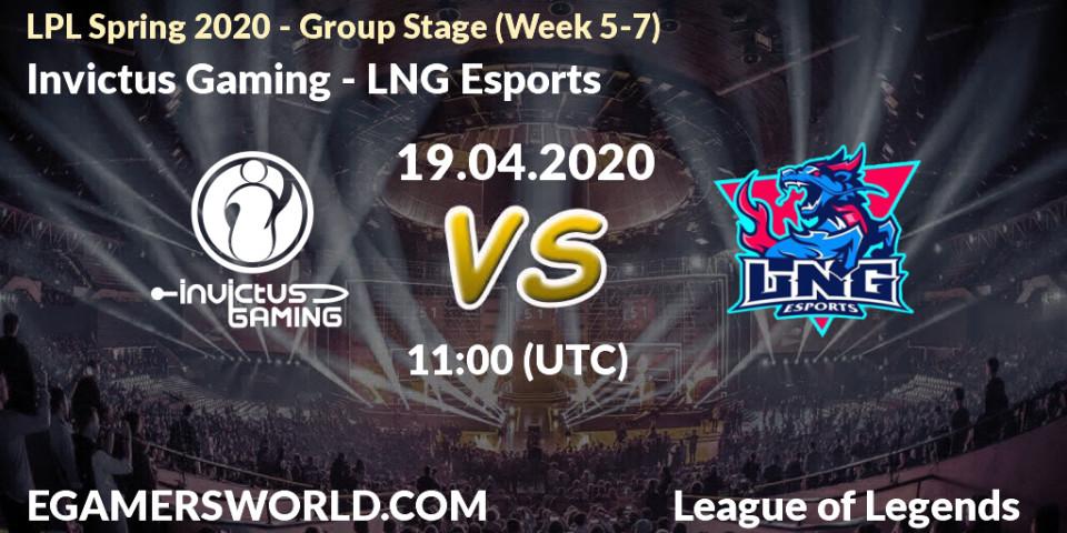 Invictus Gaming - LNG Esports: прогноз. 19.04.20, LoL, LPL Spring 2020 - Group Stage (Week 5-7)