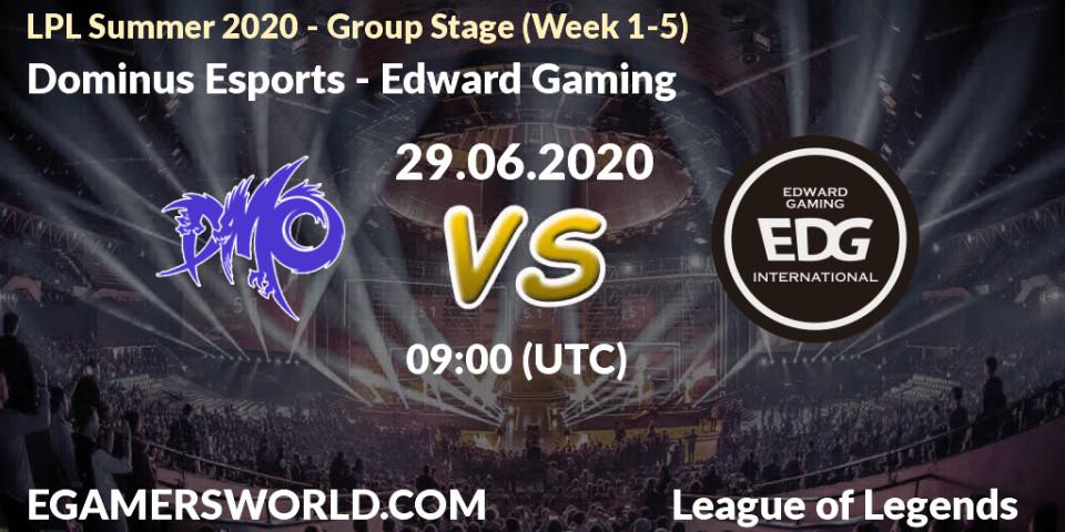 Dominus Esports - Edward Gaming: прогноз. 29.06.20, LoL, LPL Summer 2020 - Group Stage (Week 1-5)