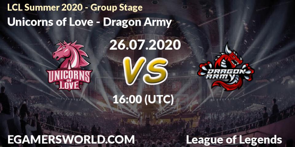 Unicorns of Love - Dragon Army: прогноз. 26.07.2020 at 16:10, LoL, LCL Summer 2020 - Group Stage