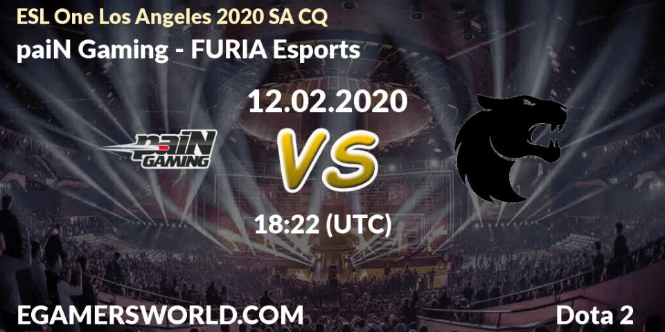 paiN Gaming - FURIA Esports: прогноз. 12.02.20, Dota 2, ESL One Los Angeles 2020 SA CQ