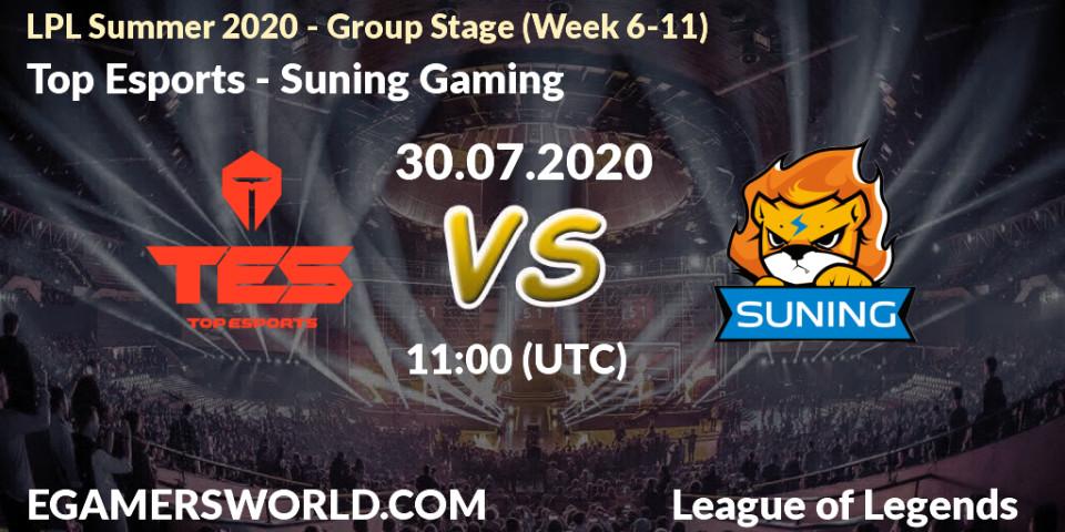 Top Esports - Suning Gaming: прогноз. 30.07.20, LoL, LPL Summer 2020 - Group Stage (Week 6-11)