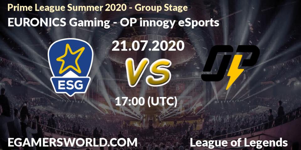 EURONICS Gaming - OP innogy eSports: прогноз. 21.07.2020 at 16:00, LoL, Prime League Summer 2020 - Group Stage