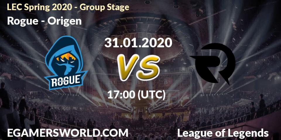 Rogue - Origen: прогноз. 31.01.2020 at 17:00, LoL, LEC Spring 2020 - Group Stage