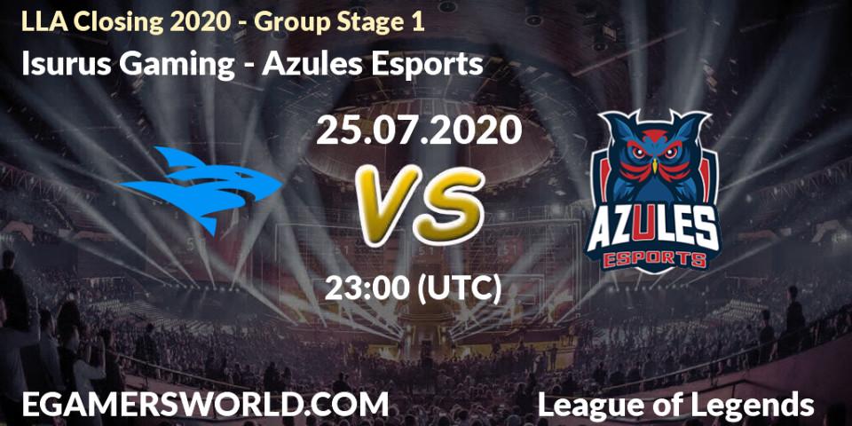 Isurus Gaming - Azules Esports: прогноз. 25.07.2020 at 23:00, LoL, LLA Closing 2020 - Group Stage 1
