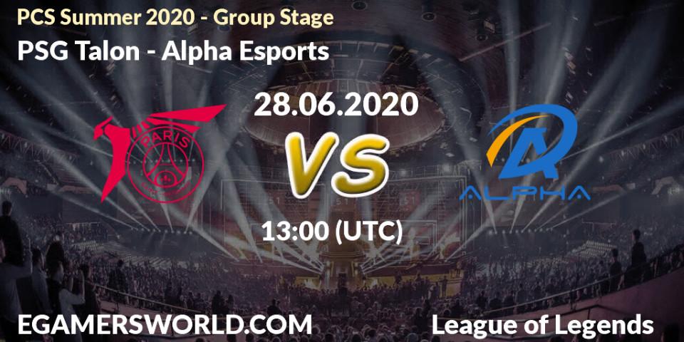 PSG Talon - Alpha Esports: прогноз. 28.06.2020 at 13:00, LoL, PCS Summer 2020 - Group Stage
