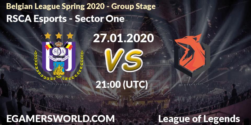 RSCA Esports - Sector One: прогноз. 27.01.2020 at 21:00, LoL, Belgian League Spring 2020 - Group Stage