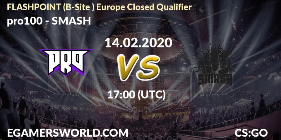 pro100 - SMASH: прогноз. 14.02.20, CS2 (CS:GO), FLASHPOINT Europe Closed Qualifier