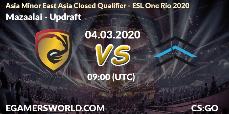 Mazaalai - Updraft: прогноз. 04.03.2020 at 09:00, Counter-Strike (CS2), Asia Minor East Asia Closed Qualifier - ESL One Rio 2020