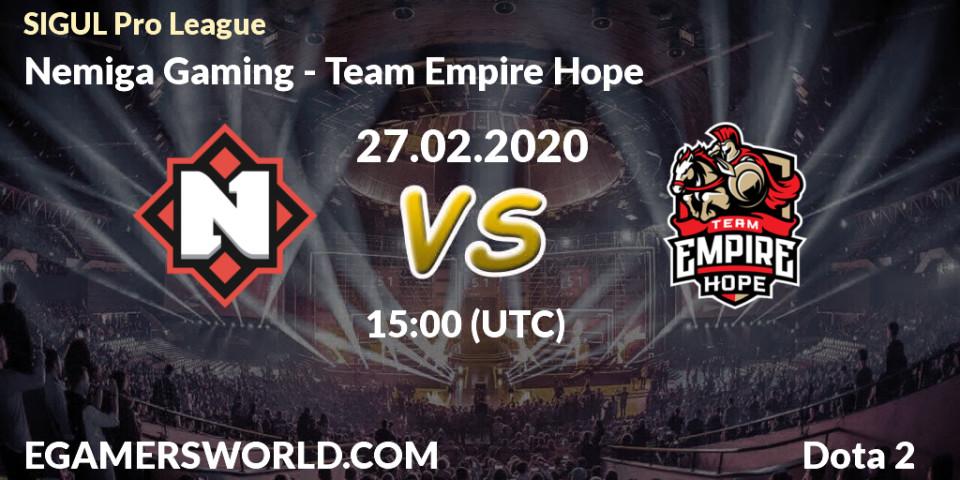 Nemiga Gaming - Team Empire Hope: прогноз. 27.02.2020 at 16:07, Dota 2, SIGUL Pro League