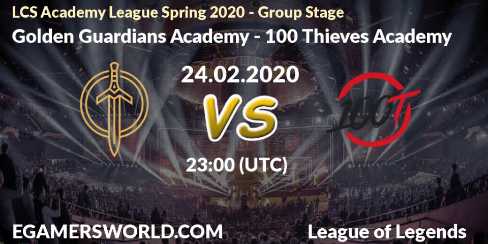 Golden Guardians Academy - 100 Thieves Academy: прогноз. 24.02.2020 at 23:00, LoL, LCS Academy League Spring 2020 - Group Stage